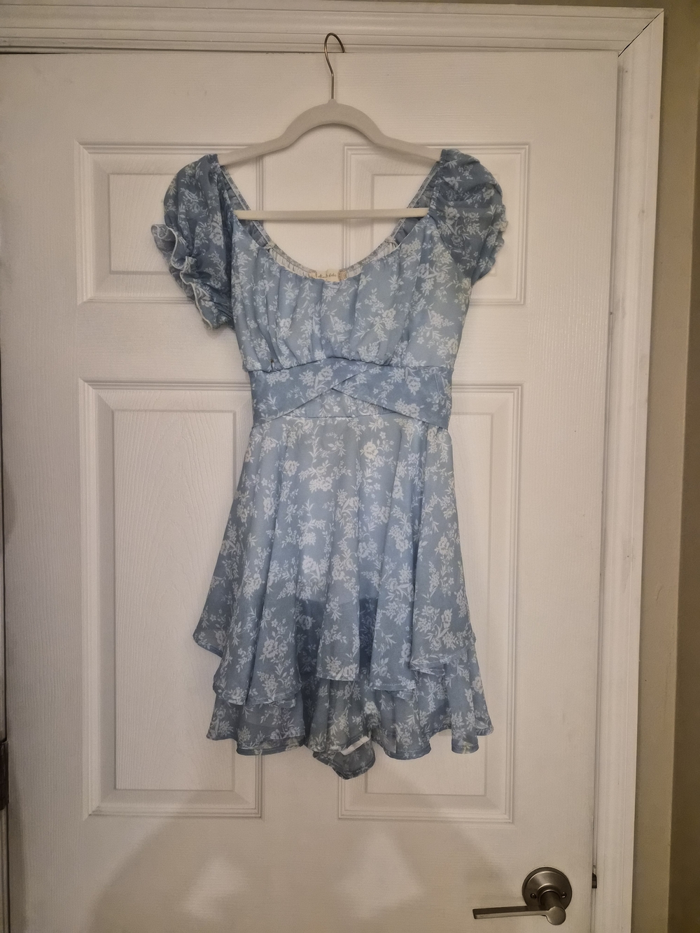 Light Blue Floral Ruffle Romper